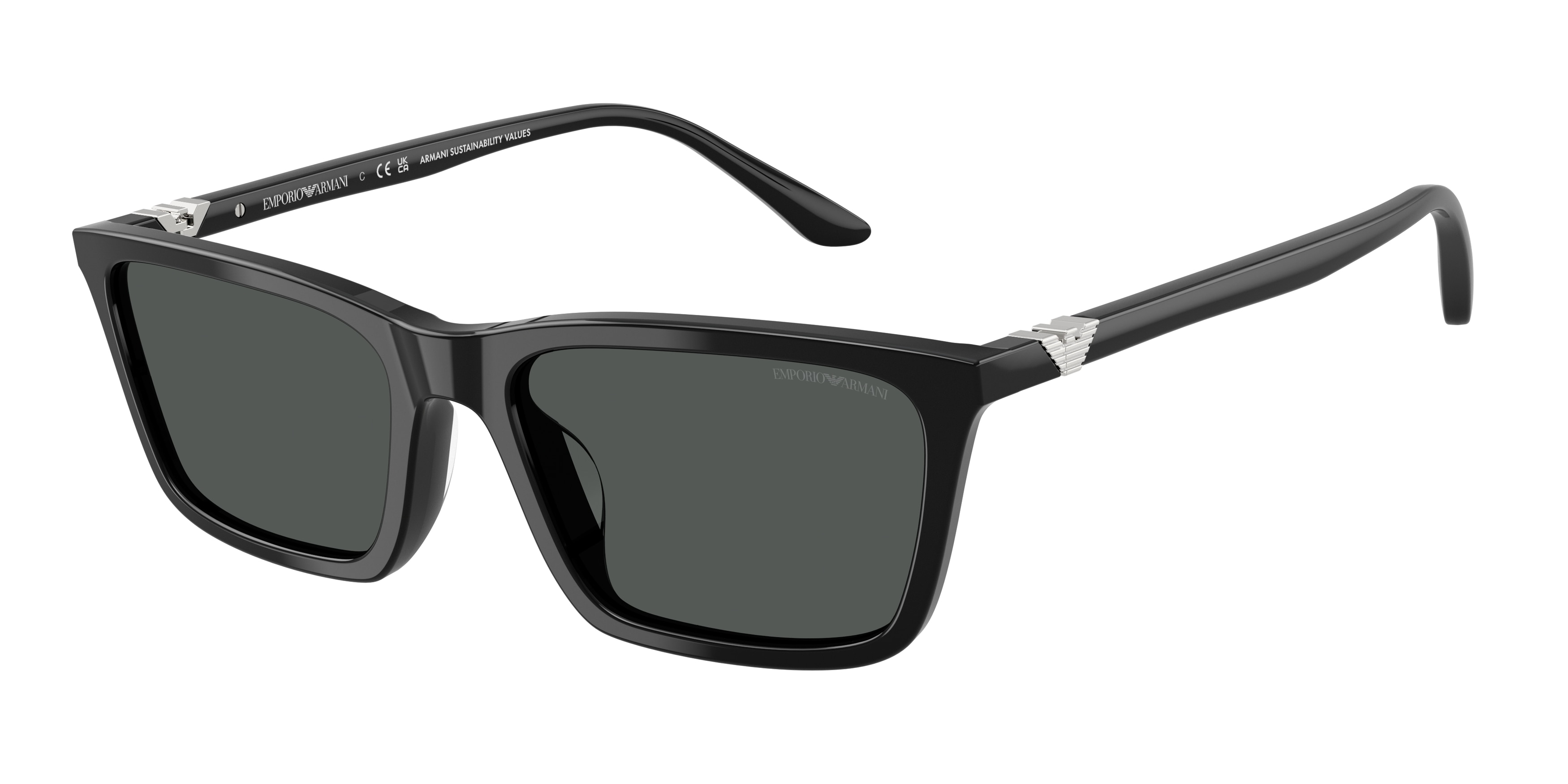 Emporio Armani Damen EA4239U 501787 Sonnenbrillen Acetat Schwarz Grau Quadratisch Normal-image